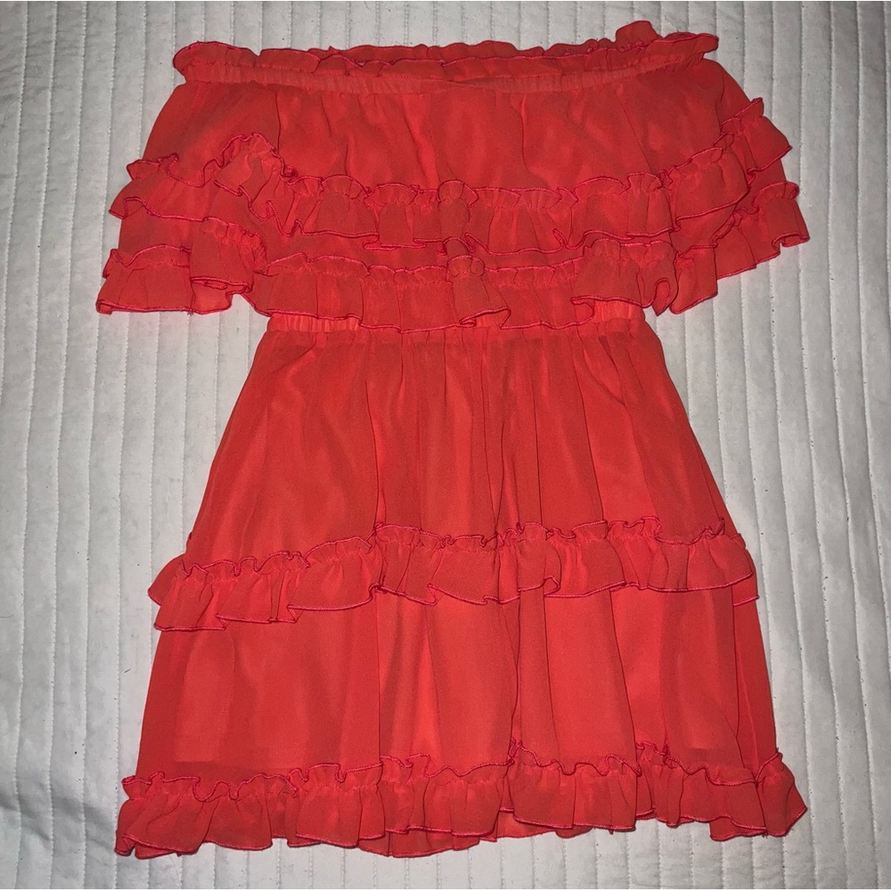 Pink Lily Ruffle OTS Dress